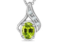Tommaso Design™ Oval 7x5mm Genuine Peridot Drop Pendant Necklace
