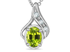 Tommaso Design™ Oval 7x5mm Genuine Peridot Drop Pendant Necklace