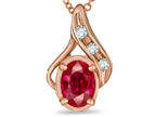 Star K™ Oval 7x5mm Created Ruby Drop Pendant Necklace