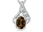 Star K™  Oval 7x5mm Genuine Smoky Quartz Drop Pendant Necklace