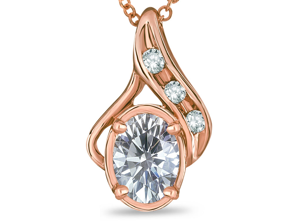 Star K™ Oval 7x5mm Genuine White Topaz Drop Pendant Necklace