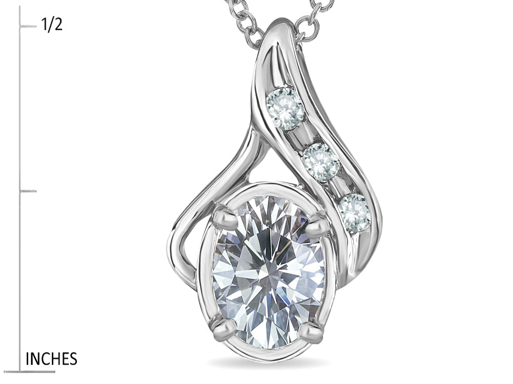 Star K™ Oval 7x5mm Genuine White Topaz Drop Pendant Necklace