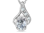 Star K™ Oval 7x5mm Genuine White Topaz Drop Pendant Necklace