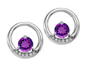 Tommaso Design™ Round 5 mm Genuine Amethyst Earrings