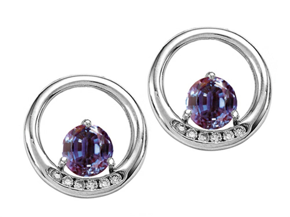 Tommaso Design™ Round 5 mm Simulated Alexandrite Earrings