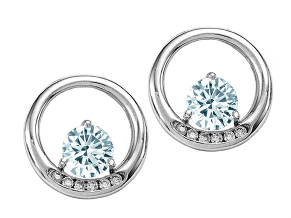 Tommaso Design™ Round 5 mm Genuine Aquamarine Earrings