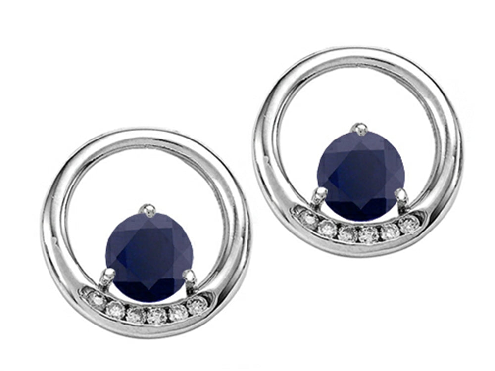 Tommaso Design™ Round 5 mm Genuine Black Sapphire Earrings