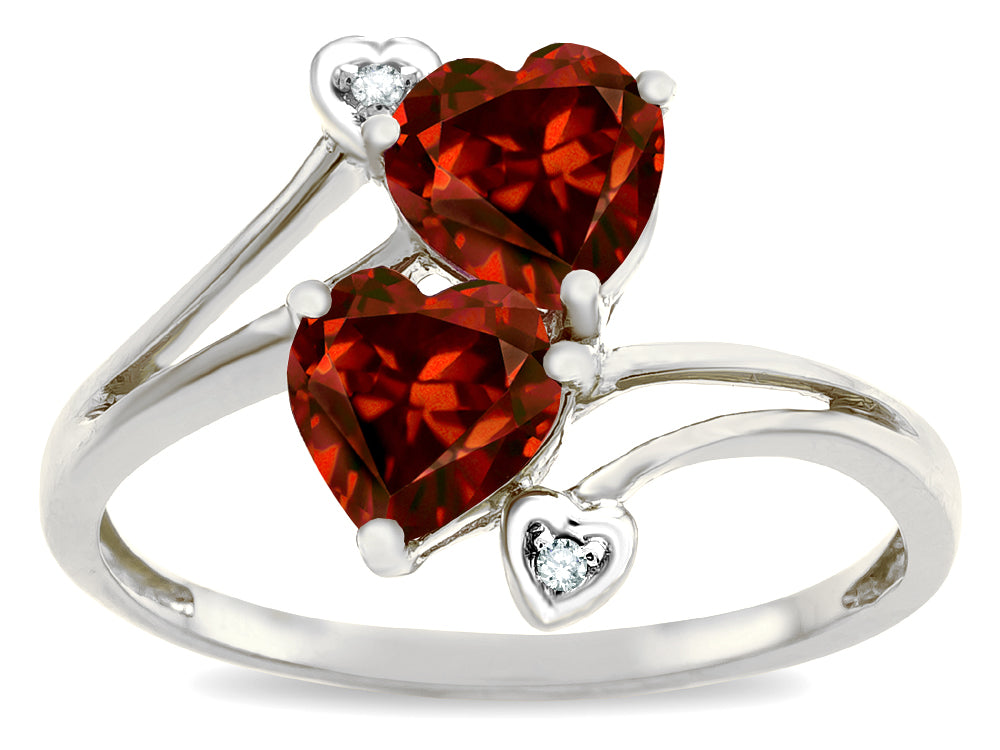 Tommaso Design Heart Shape 6mm Genuine Garnet Ring