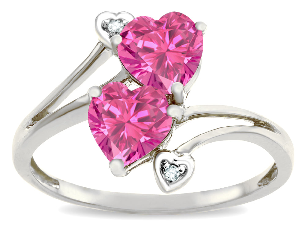 Tommaso Design Heart Shape 6 mm Simulated Pink Tourmaline Ring