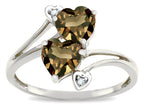 Tommaso Design Heart Shape 6 mm Genuine Smoky Quartz Ring