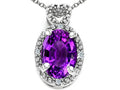 Tommaso Design™ Oval 8x6mm Genuine Amethyst Pendant Necklace