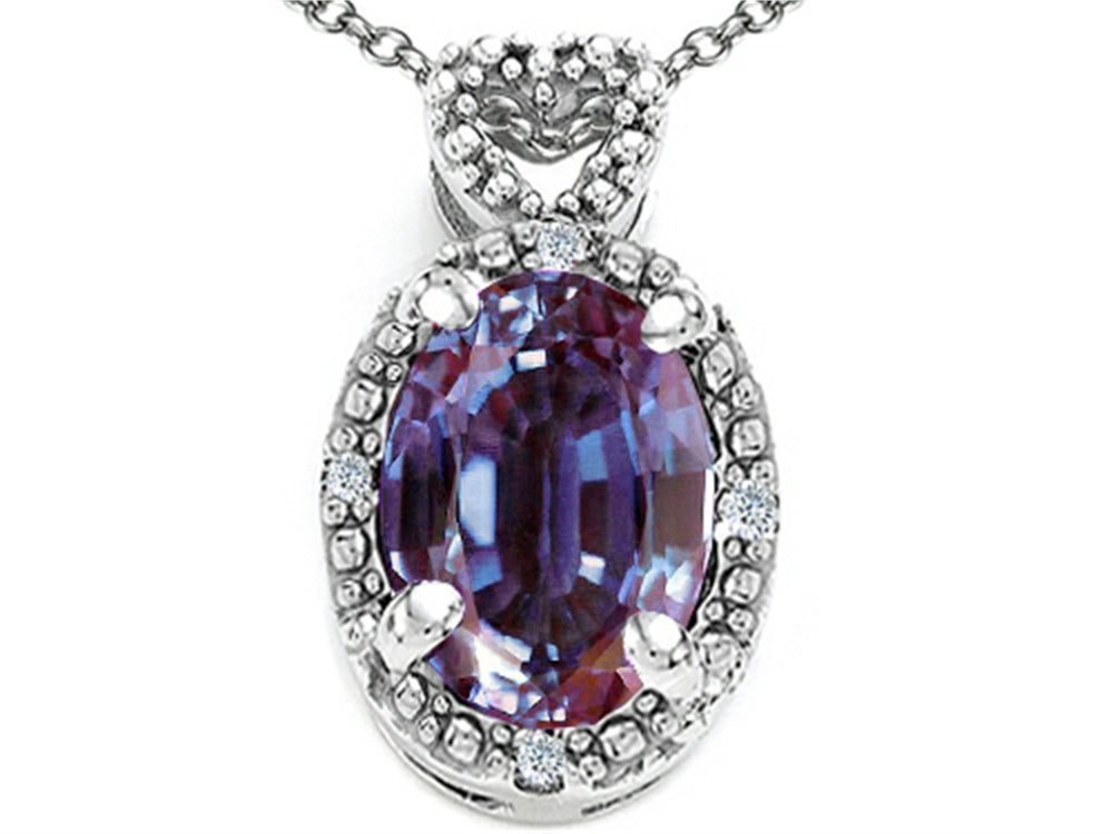 Tommaso Design™ Oval 8x6mm Simulated Alexandrite Pendant Necklace