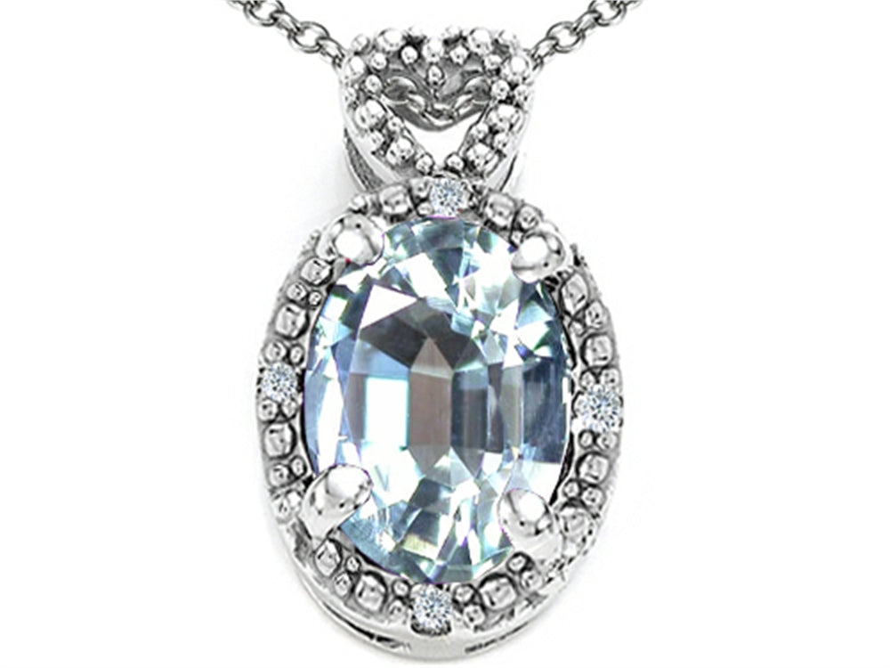 Tommaso Design™ Oval 8x6mm Genuine Aquamarine Pendant Necklace