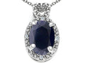 Tommaso Design™ Oval 8x6mm Genuine Black Sapphire Pendant Necklace