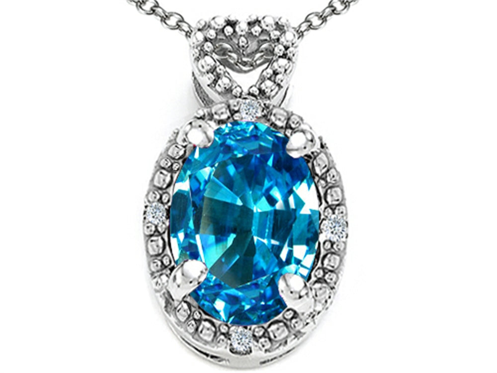 Tommaso Design™ Oval 8x6mm Genuine Blue Topaz Pendant Necklace