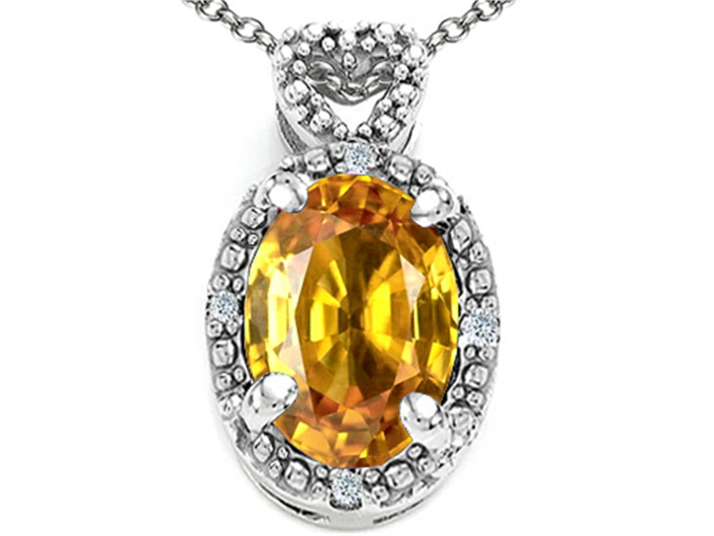 Tommaso Design™ Oval 8x6mm Genuine Citrine Pendant Necklace
