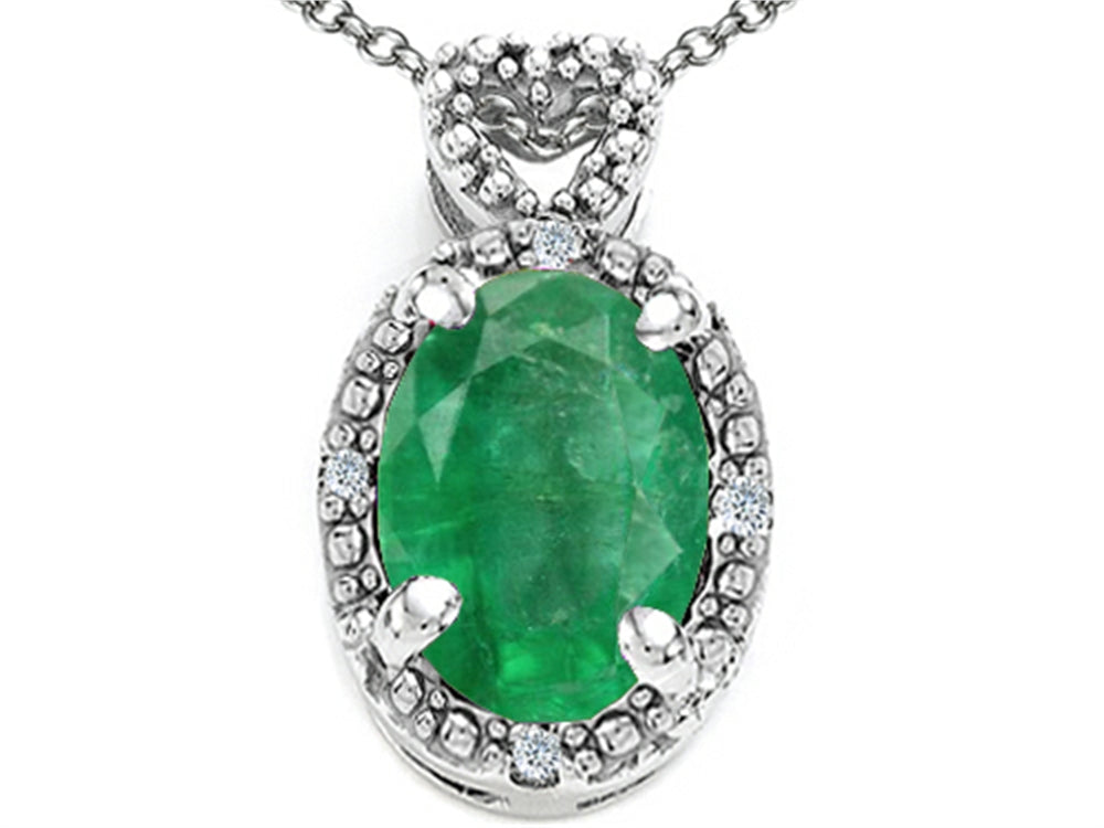 Tommaso Design™ Oval 8x6mm Genuine Emerald Pendant Necklace