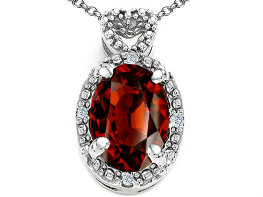 Tommaso Design™ Oval 8x6mm Genuine Garnet Pendant Necklace