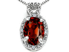Tommaso Design™ Oval 8x6mm Genuine Garnet Pendant Necklace