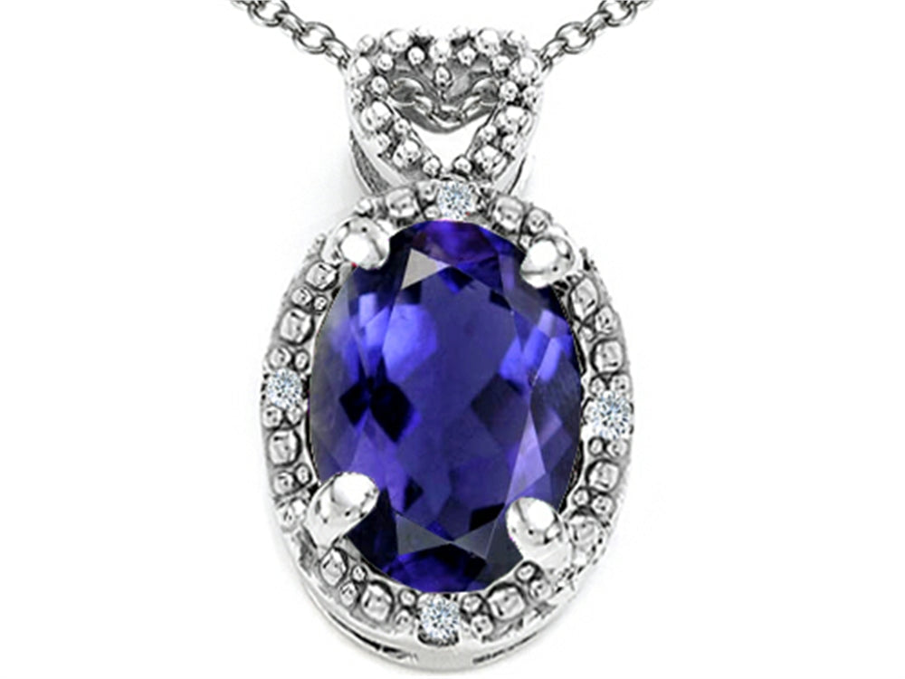 Tommaso Design™ Oval 8x6mm Genuine Iolite Pendant Necklace