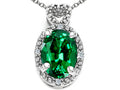 Tommaso Design™ Oval 8x6mm Simulated Emerald Pendant Necklace