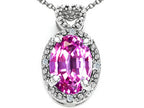 Tommaso Design™ Oval 8x6mm Simulated Pink Tourmaline Pendant Necklace