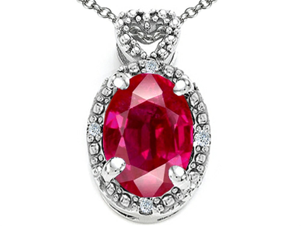 Tommaso Design™ Oval 8x6mm Created Ruby Pendant Necklace