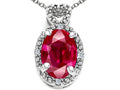Tommaso Design™ Oval 8x6mm Created Ruby Pendant Necklace