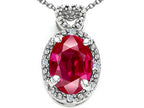Tommaso Design™ Oval 8x6mm Created Ruby Pendant Necklace