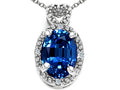 Tommaso Design™ Oval 8x6mm Created Blue Sapphire Pendant Necklace