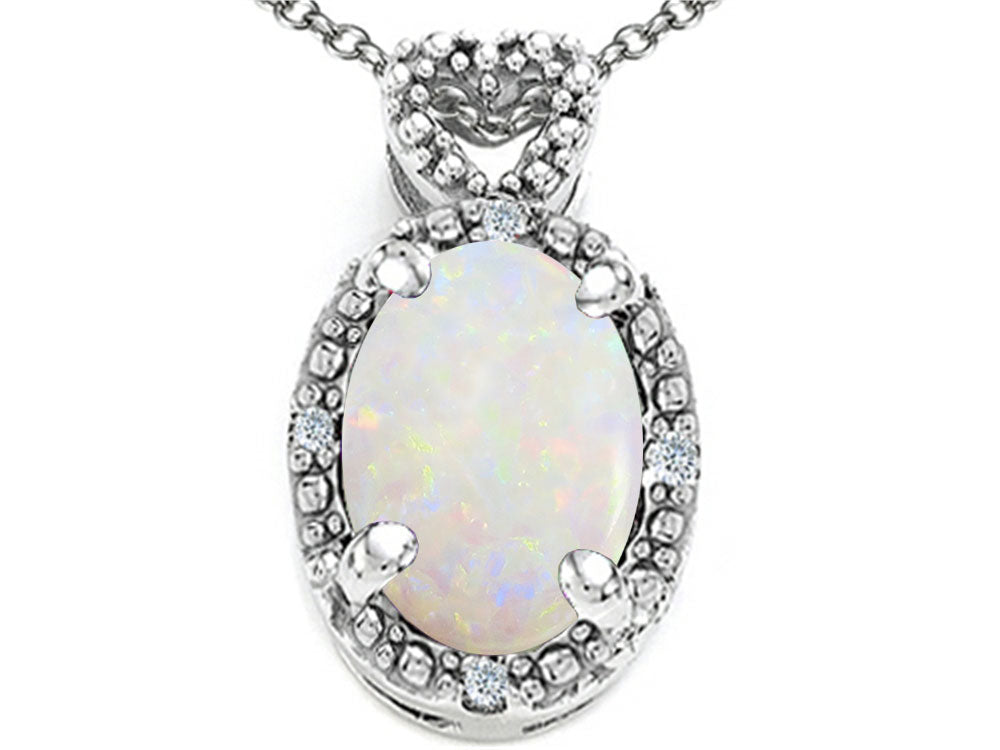 Tommaso Design™ Oval 8x6mm Genuine Opal Pendant Necklace