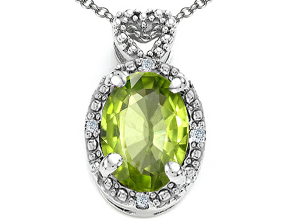 Tommaso Design™ Oval 8x6mm Genuine Peridot Pendant Necklace