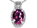 Tommaso Design™ Oval 8x6mm Genuine Rhodolite Pendant Necklace