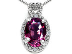 Tommaso Design™ Oval 8x6mm Genuine Rhodolite Pendant Necklace