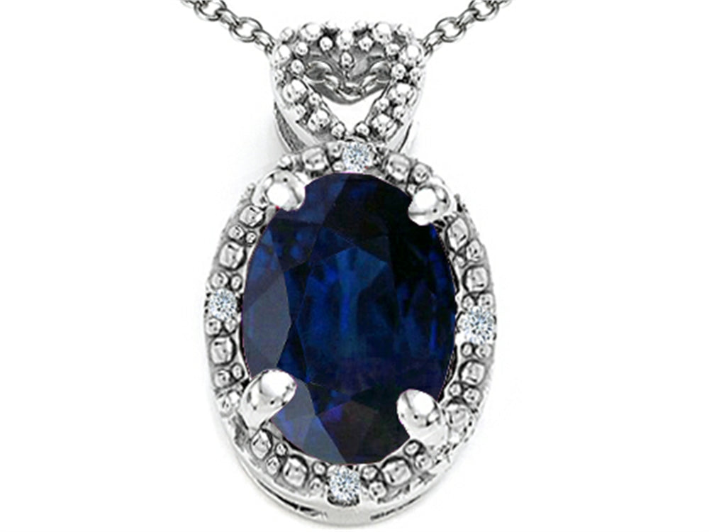 Tommaso Design™ Oval 8x6mm Genuine Sapphire Pendant Necklace