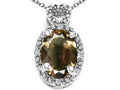 Tommaso Design™ Oval 8x6mm Genuine Smoky Quartz Pendant Necklace