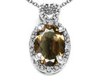 Tommaso Design™ Oval 8x6mm Genuine Smoky Quartz Pendant Necklace