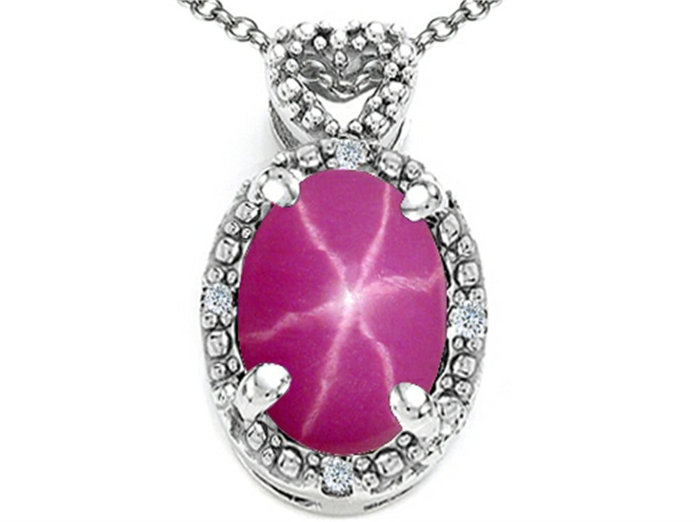 Tommaso Design™ Oval 8x6mm Created Star Ruby Pendant Necklace