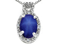 Tommaso Design™ Oval 8x6mm Created Star Sapphire and Diamond Pendant Necklace