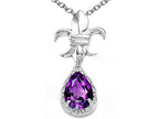 Tommaso Design™ Pear Shape 8x6mm Genuine Amethyst Pendant Necklace