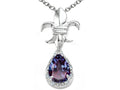 Tommaso Design™ Pear Shape 8x6mm Simulated Alexandrite Pendant Necklace