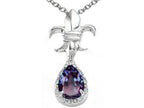 Tommaso Design™ Pear Shape 8x6mm Simulated Alexandrite Pendant Necklace