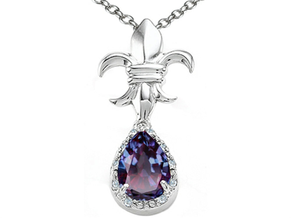 Tommaso Design™ Pear Shape 8x6mm Simulated Alexandrite Pendant Necklace