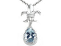 Tommaso Design™ Pear Shape 8x6mm Genuine Aquamarine Pendant Necklace
