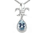 Tommaso Design™ Pear Shape 8x6mm Genuine Aquamarine Pendant Necklace