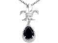 Tommaso Design™ Pear Shape 8x6mm Genuine Black Sapphire Pendant Necklace