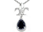 Tommaso Design™ Pear Shape 8x6mm Genuine Black Sapphire Pendant Necklace