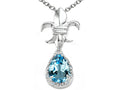 Tommaso Design™ Pear Shape 8x6mm Genuine Blue Topaz Pendant Necklace