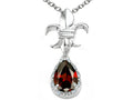 Tommaso Design™ Pear Shape 8x6mm Genuine Garnet Pendant Necklace