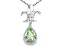 Tommaso Design™ Pear Shape 8x6mm Green Amethyst Pendant Necklace